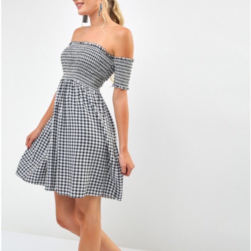 NWT Forever21 Ginghan Smocked Swing Dress